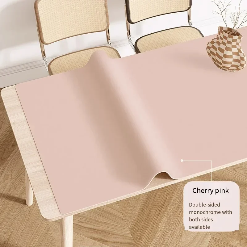 

Waterproof Oilproof Tablecloth Heat Insulation Non-Slip Solid Color Rectangular Desk Mat Double-sided PU Leather Table Cover