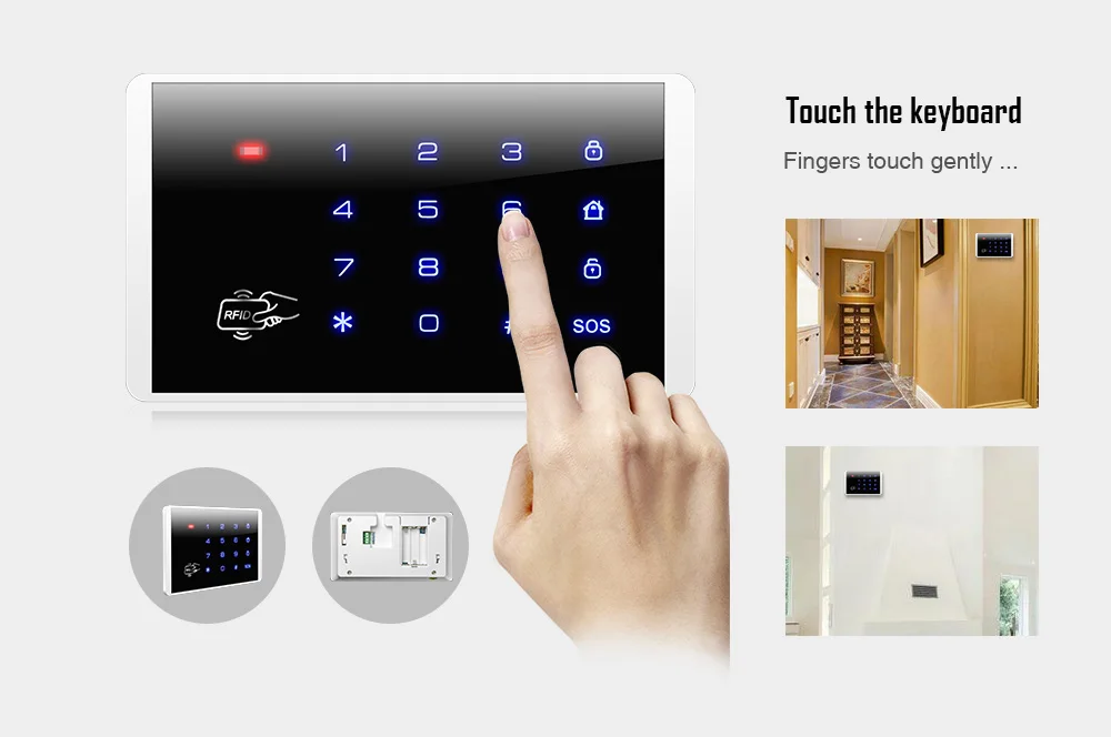 K16 433MHz Wireless RFID Touch Keyboard Keypad For G18 W181 W204 K52 PSTN GSM WI