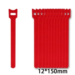 Auto Adhesive Reusable Velcro Cable Management Straps - Multi - Pack Ties for Wire Organization and DIY Projects (Red)