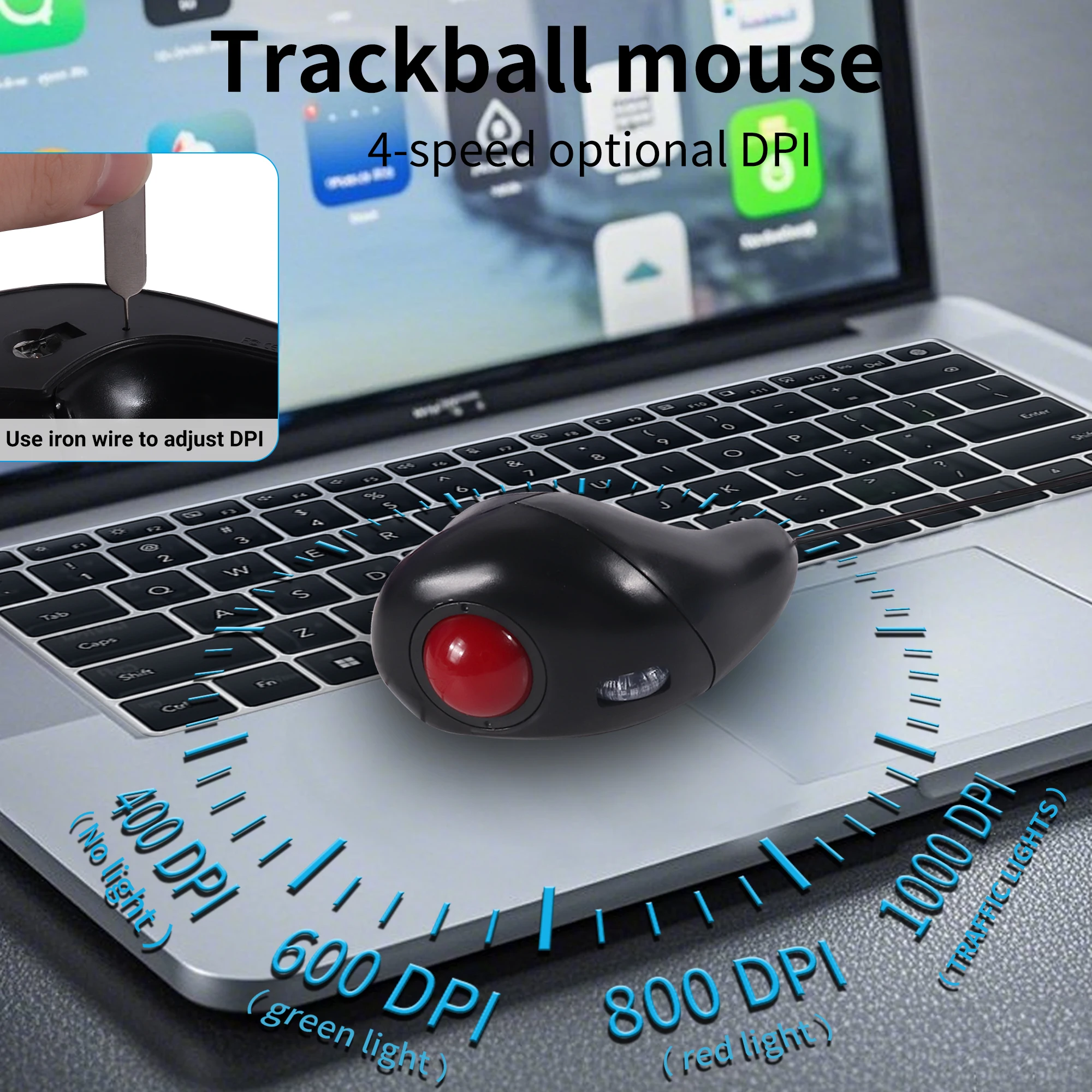 New Wired Trackball Mouse Thumb-Controlled Handheld Wireless Mice Portable Air Laser Pointer Mouse For Laptop PPT Presentation