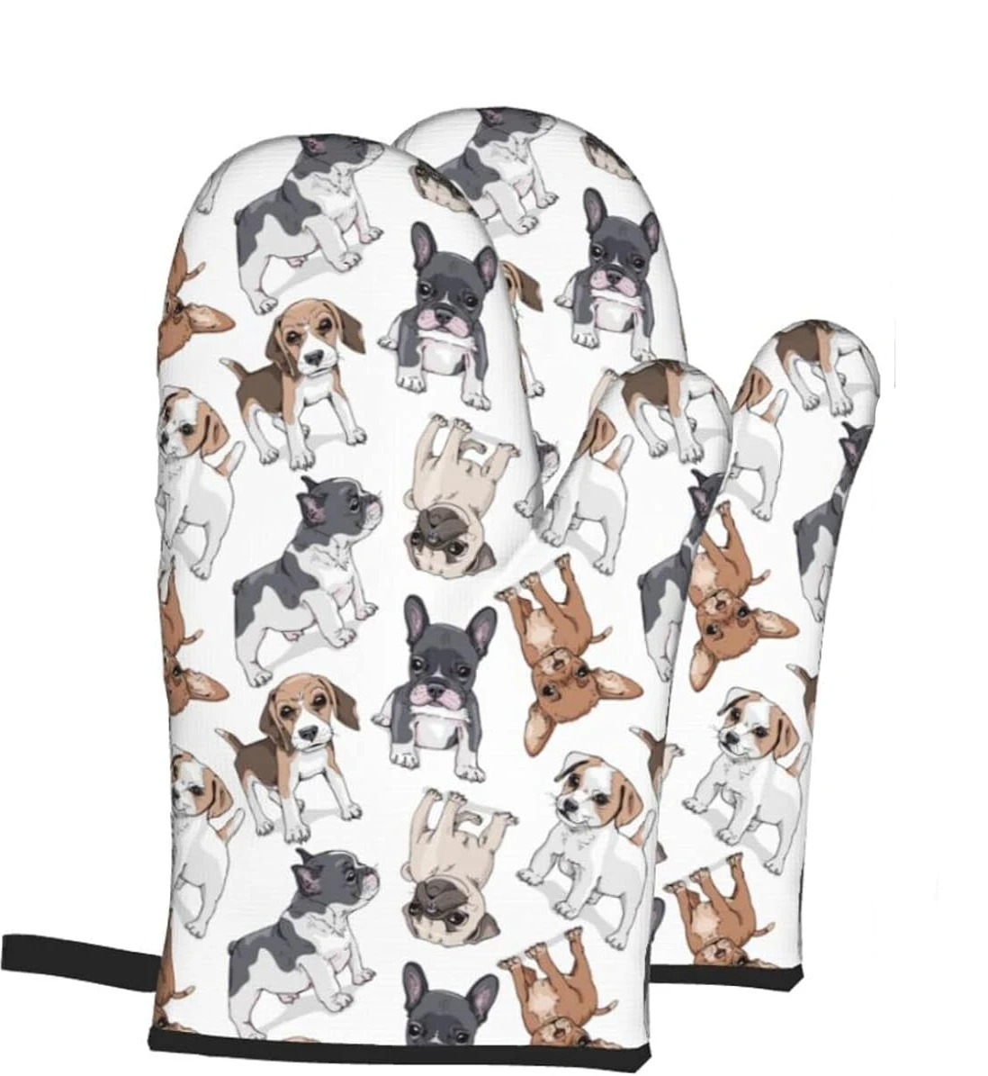 

Bull Dog and Beagle Oven Gloves Sets 2 Piece Animal Pattern Heat Resistant Non-Slip for Kitchen Cooking Grilling Baking One Size