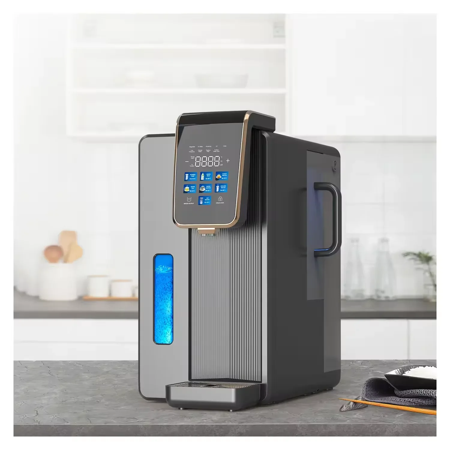 Table Top Hydrogen Rich Hot Water Heating and Drinking RO System Water Purifier and Dispenser Hot Cold water