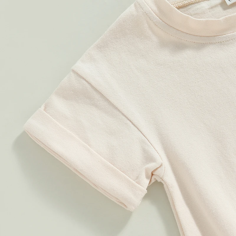 2023-03-23 Lioraitiin 0-24M Baby Boys Girls Summer Casual Rompers Clothes Solid Short Sleeve O-neck Loose Jumpsuits Playsuits 6