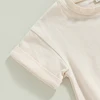 2023-03-23 Lioraitiin 0-24M Baby Boys Girls Summer Casual Rompers Clothes Solid Short Sleeve O-neck Loose Jumpsuits Playsuits 6