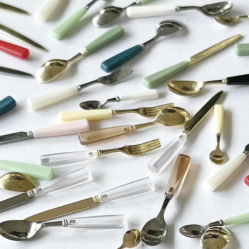 Dollhouse Mini Kitchen Eightpiece Kitchen Utensils Model Accessories Mini Simulation Knife Fork