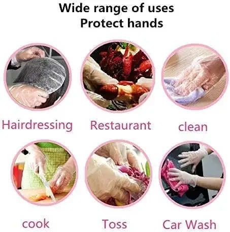 Plastic Disposable Gloves Transparent Restaurant Kitchen BBQ Eco-Friendly Food Grade Mittens DIY Cooking Tableware