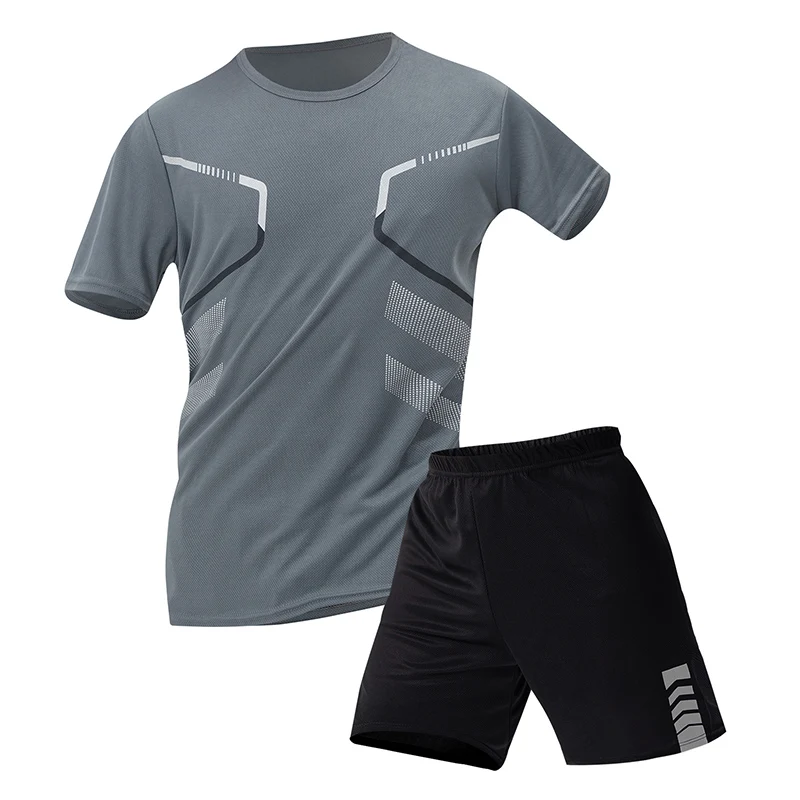 Men's Quick-drying Sports Suit Leisure Fitness Running Short Sleeve Elastic Waist Shorts 2/6 Pcs sports pants
