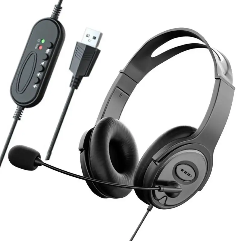 Call Center Headset Stereo Headphones With Noise Cancelling