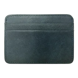 Elegant Genuine Leather Mini Wallet - Slim Credit Card Holder with ID and Coin Pocket, 4 Slots (Blue)