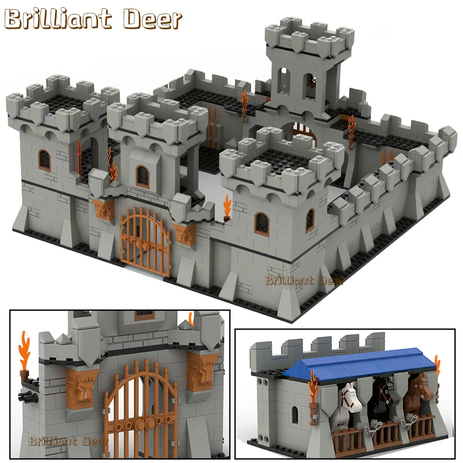 

1567PCS Medieval City Castle Bricks Model Moc Military Base Building Blocks Compatible Knight Soldier Figures Kids Toys Gift