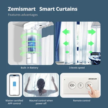 Zemismart Matter Over Thread Smart Slide Curtain with Splicing Track Motorized Support Google Home Smartthings APP Control 2