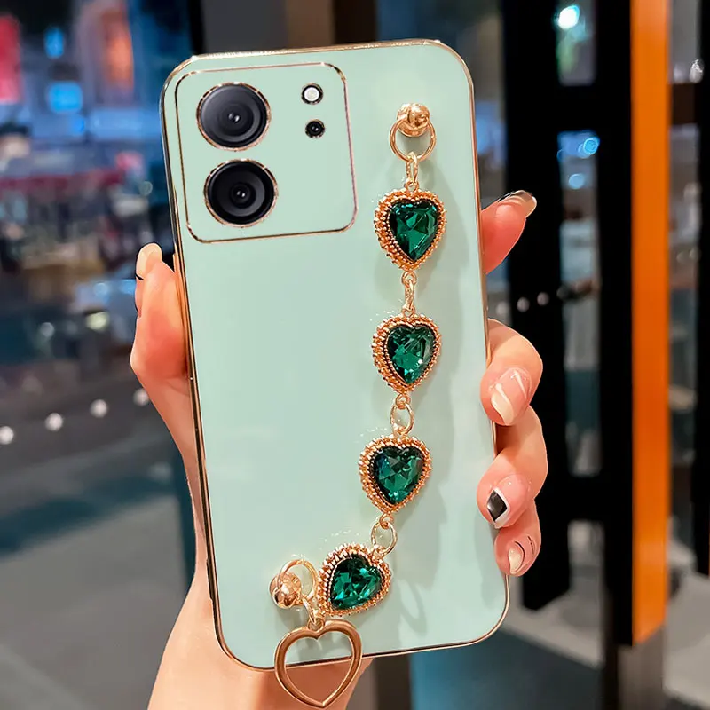 Xiaom Diamant Armband Kette Silikon Fall für Xiaomi 13T 12T 11T 14 13 12 Pro lite Redmi13C coque Abdeckung 13TPro_voghion.com
