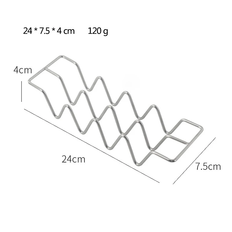 Stainless Steel Taco Holder Mexican Roll Rack Wave Shape 3 Compartment Tortilla Tray Baking Tools Kitchen Gadgets