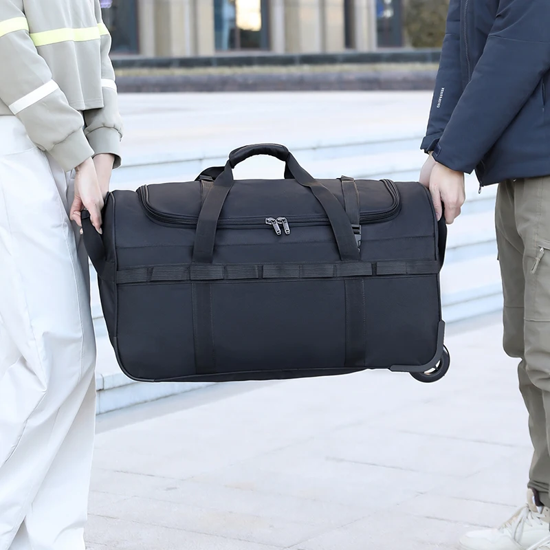 Heavy-duty Wheeled Duffel Bag Foldable Rolling Luggage Water-resistant_voghion.com
