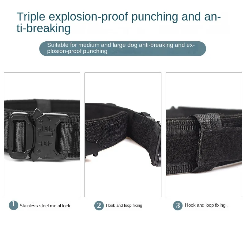 Tactical Dog Collar with GPS Holder and Metal Buckle