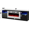 Fireplace TV Stand with 36" Electric Fireplace, LED Light Entertainment Center, Modern Wood Texture Entertainment Stand 5