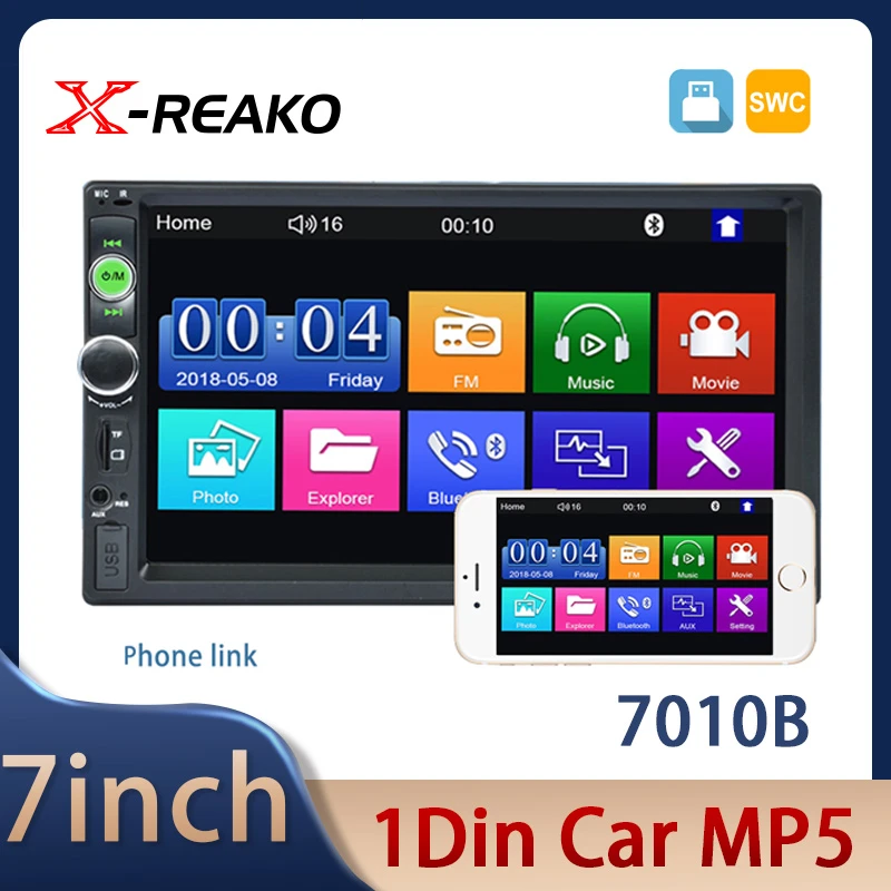 X REAKO Car Radio 7" HD Autoradio Multimedia Player 2DIN Touch Screen
