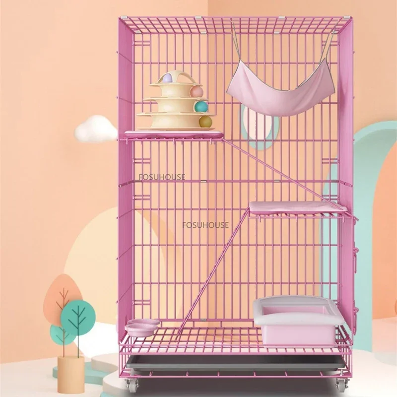 현대식 철제 메쉬 고양이 집 실내 3층 슈퍼 프리덤 펫샵 고양이 격리용 가정용 발코니 케이지 고양이 용품