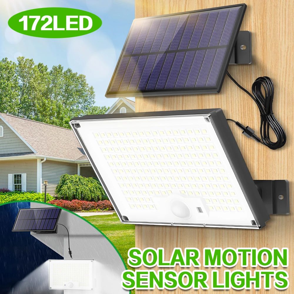 Solar-Powered LED Outdoor Waterproof Motion Sensor Wall Light with 3 Adjustable Lighting Modes