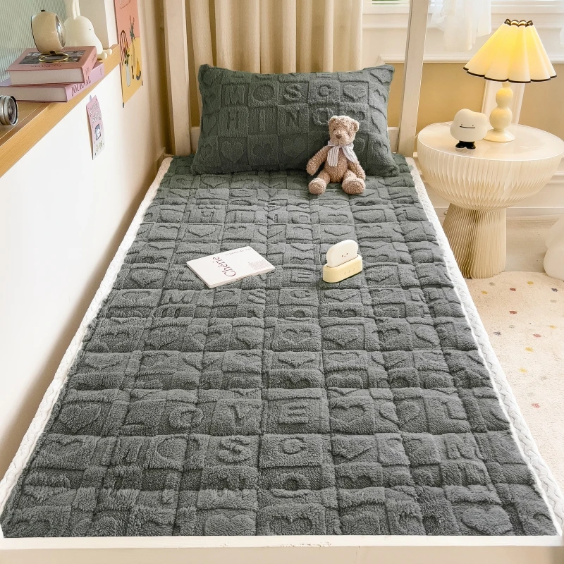 Tower Velvet Mattress Winter Fleece-Lined Milk Fiber Cushion Student Dormitory Single Double Coral Fleece Pad