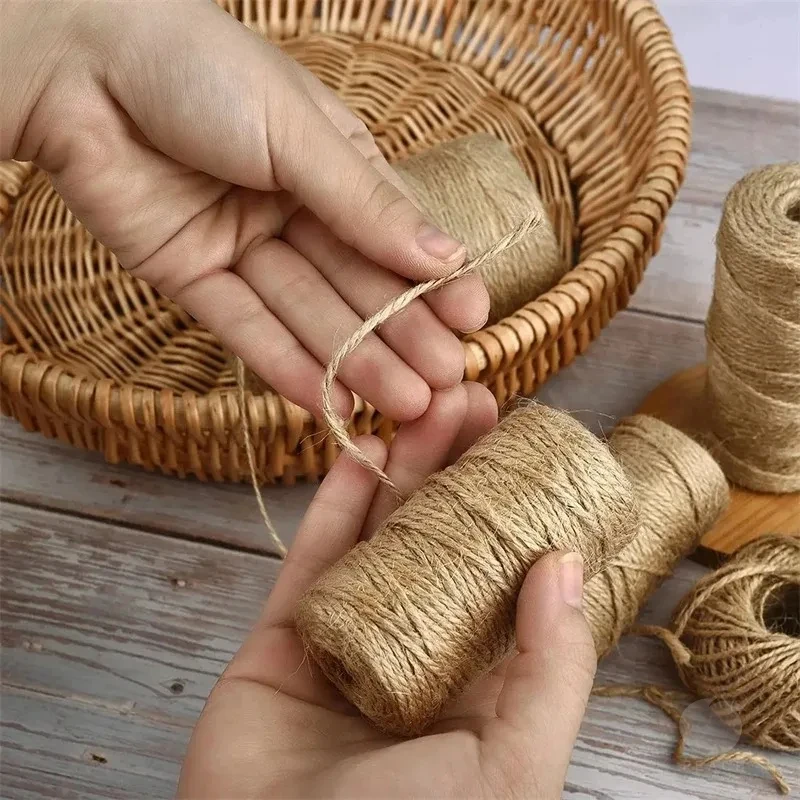 50/80/100M 1-2mm Natural Jute Rope String Ribbon Crafts DIY Vintage Jute Cord Twine Thread Sewing Party Wedding Home Decortion
