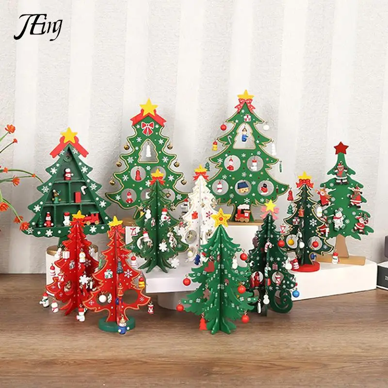 christmas tree ornaments collapsible christmas tree mini christmas tree Christmas Tree Children's Handmade DIY Stereo Wooden Scene Layout