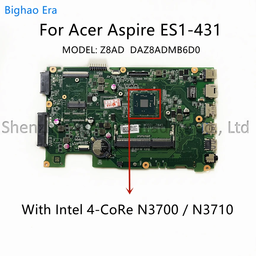 

DAZ8ADMB6D0 для Acer Aspire Z8AD ES1-431 Материнская плата ноутбука с Intel N3060 N3700 N3710 CPU DDR3 NB.MZC11.00D NB.MZC11.005