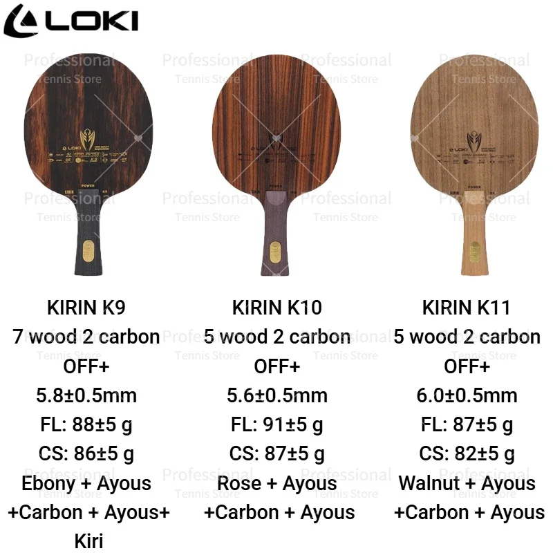 Table Tennis Blade LOKI KIRIN K9 K10 K11 Professional Carbon Fiber OFF+ Ping Pong Blade With Stiff Surface Material table tennis blade