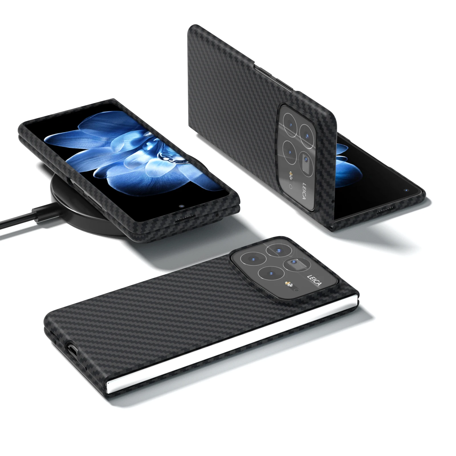 Ultra-Thin Matte Frosted Carbon Fiber Decal Shell Case - Shockproof Folding Protective Cover