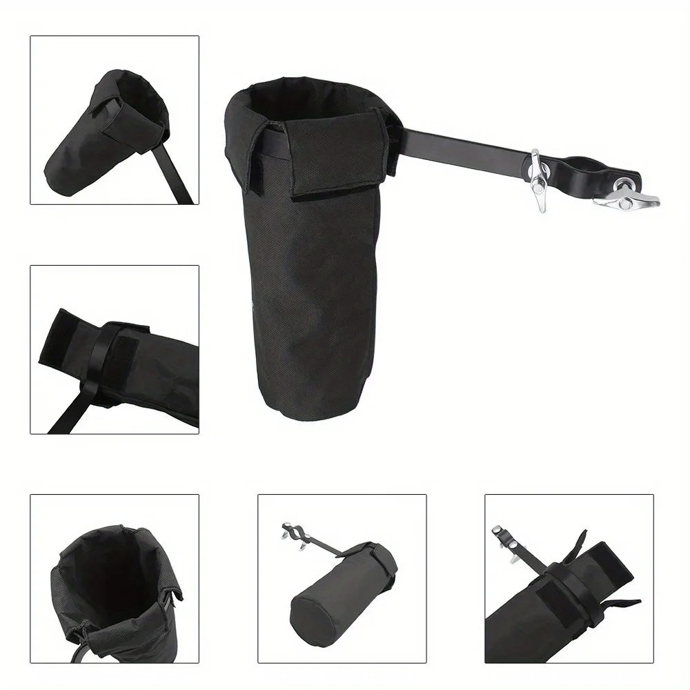 Drumstick Tube Bag Black Cylindrical Drumstick Holder Oxford Cloth Metal Clip Sturdy Percussion Drum Instrument Accessories