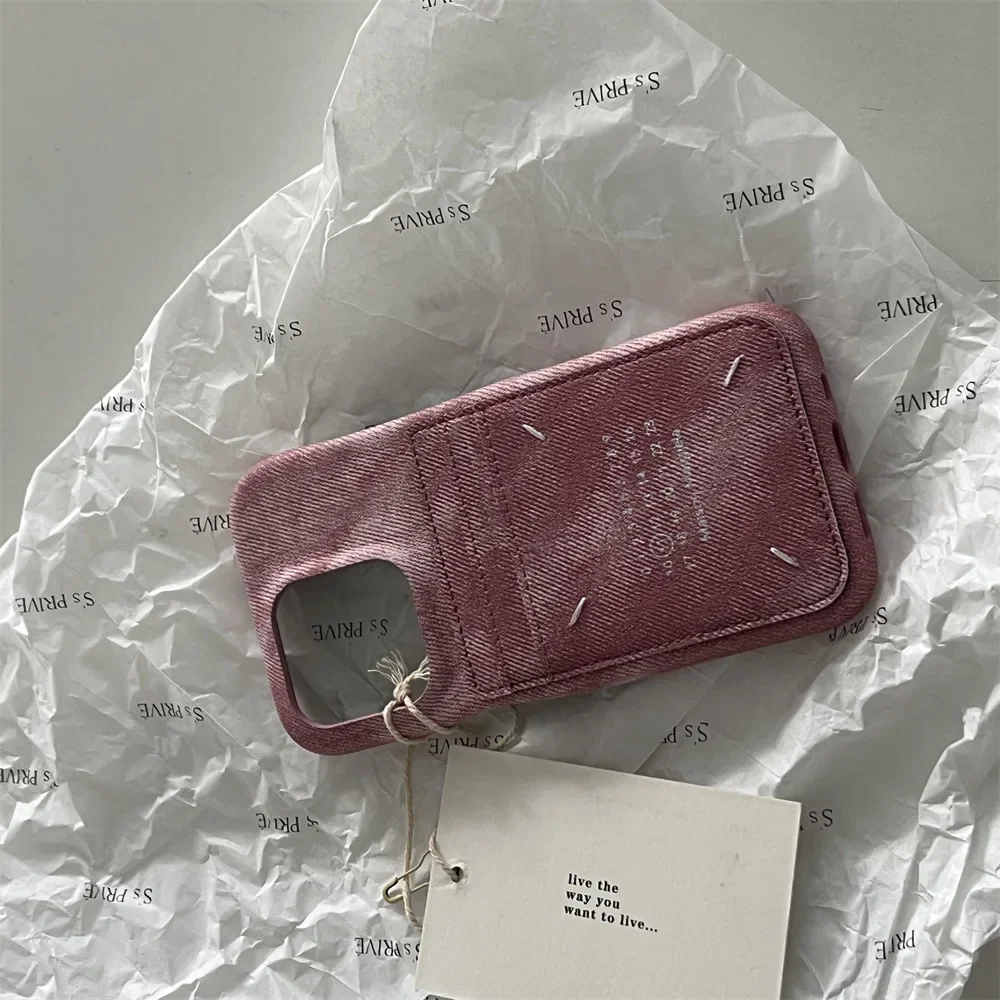 Funda para teléfono con ranura para tarjeta cosida a mano Inssimple con diseño cruzado, compatible con iPhone 15/14pro, cobertura completa, rígida, para iPhone 13/12
