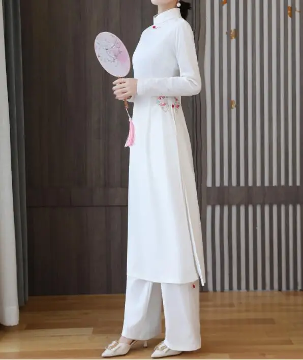 

Vietnam Ao dai Women Spring Dress Tradition Include Pants Cheongsam Vintage