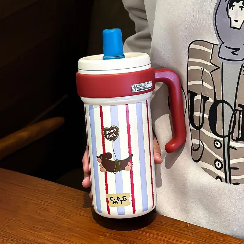 Portable Large Capacity and High Aesthetic 316 Insulated Cup for Girls, Straw Cup, Ice Cream Cup, Men's Tea Water Separation Cup