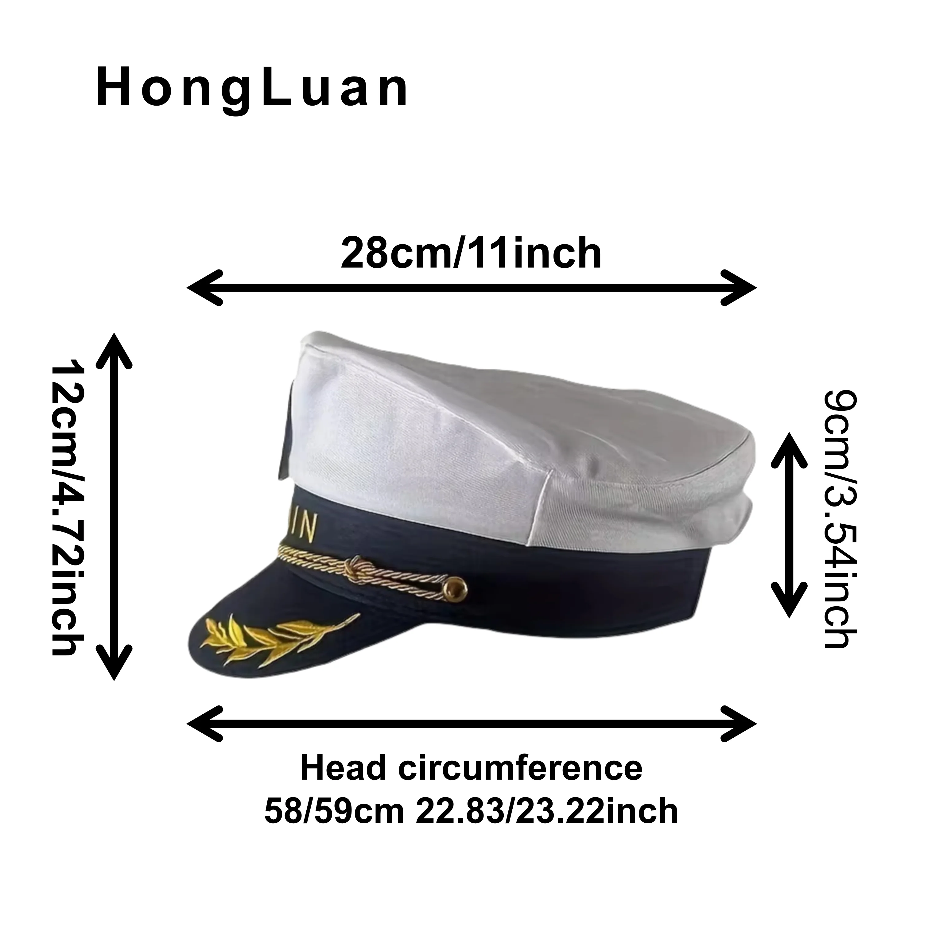 HongLuan Cruise Party Music Festivals Woman Captain Hat Solid Color Military Cap Badge & Letter Embroidery Hats For Beach