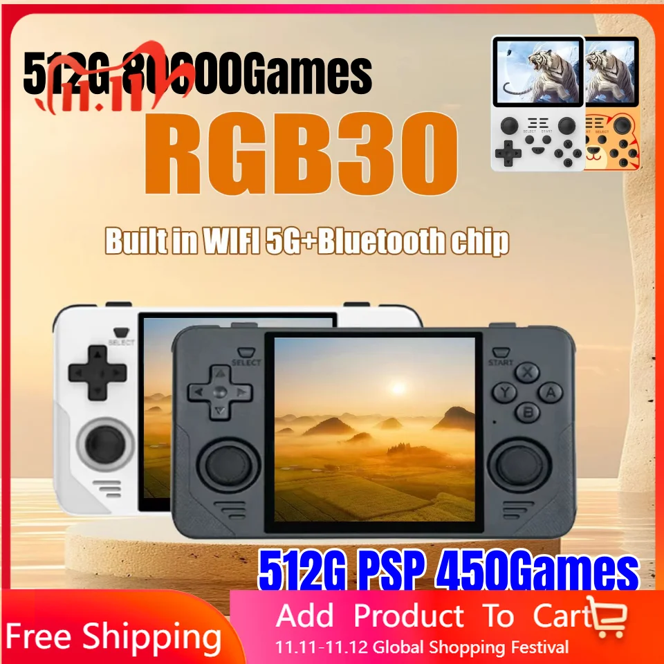 Powkiddy Rgb30 Rgb20S Console Di Gioco Portatile Tascabile Retrò Rk3566 Schermo Ips Da 4 Pollici Wifi Hd Open-Source Psp N64 Giochi Ps1