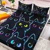 3D Cute Cat Fitted Sheet Set Dustproof Non-slip All Season Mattress Protector Soft Breathable Bedding Set With Deep Pocket 4