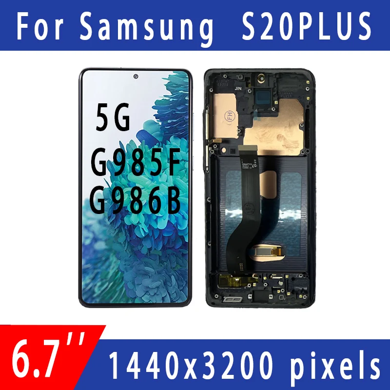 

NEW OLED For Galaxy S20 Plus LCD Display6.7" +G985F with frame screen assembly touch screen digitizer mobile phone LCD replace