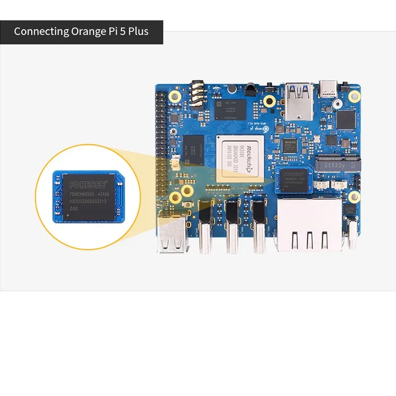 Placa Orange pi Plus com Velocidades Rápidas de Leitura e Gravação Cabo Usb para tipo c de 1m Módulo Emmc 32gb 64gb 256gb Opcional - Imagem 5