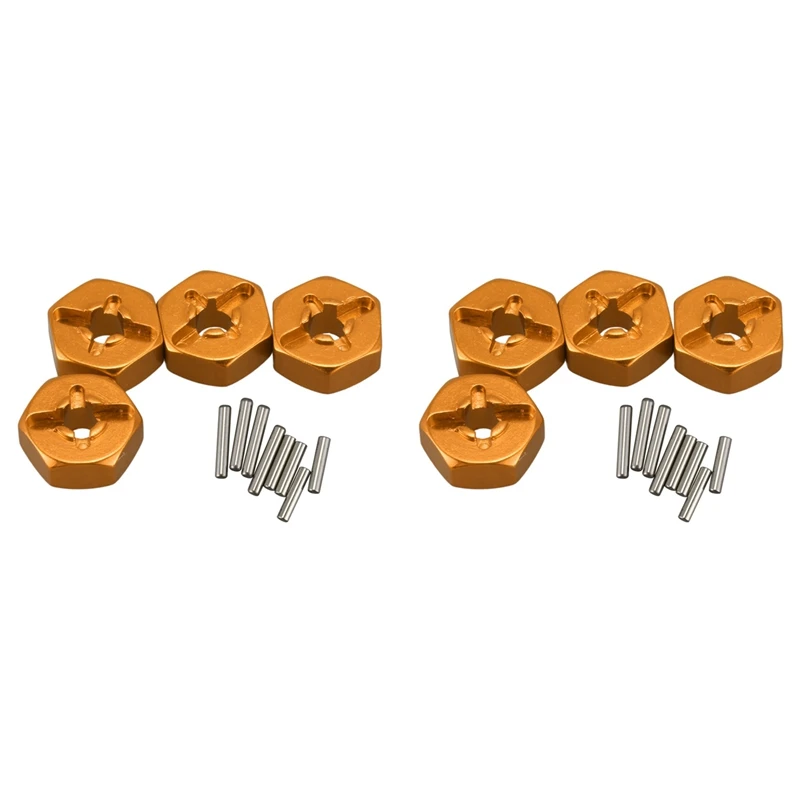 

16X Aluminum Alloy 12Mm Combiner Wheel Hub Hex Adapter Upgrades For Wltoys 144001 1/14 RC Car Spare Parts,Yellow