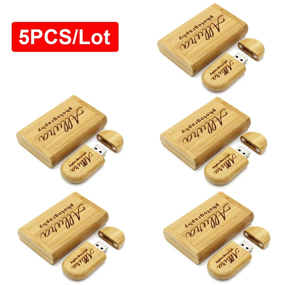 5 Pz/Lotto Chiavette Usb In Legno D'Acero Logo Gratuito Fotografia Regalo In Legno Pen Drive Capacità Reale Memory Stick 64Gb/32G/16G U Disk