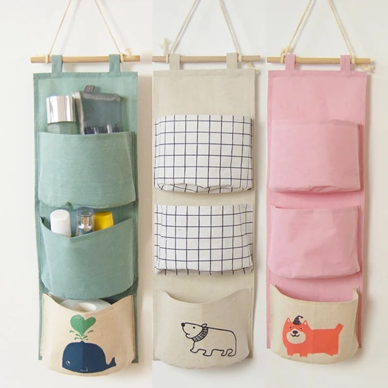 Cotton Linen Storage Bag Wall Bedroom Storage Bag Hang Seven Pockets Storage Bag Girls Dormitory Family Bedroom Door Hanging Bag 5