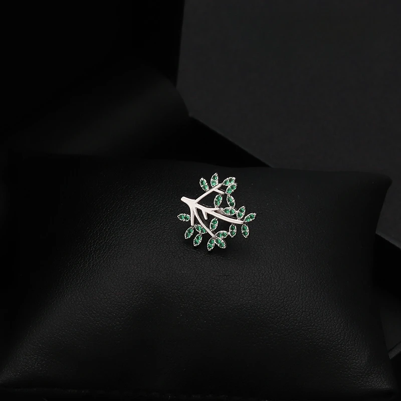 Brooch Japanese Style Simple Green Happiness Tree Pins Small Collar Buckle Plant Men and Women Suit Badge Ornament Jewelry 6025