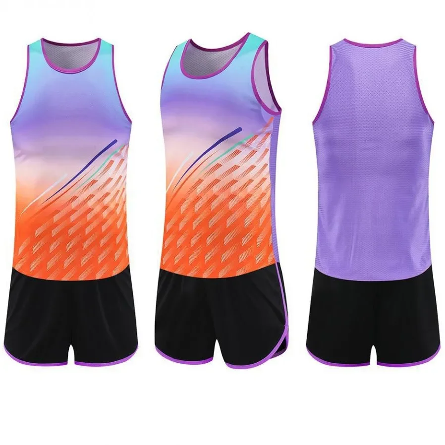 Professional Athletics Training Suit Marathon Running Sports Wear Women's Men's Short Track Competition Vest Set Sports Student