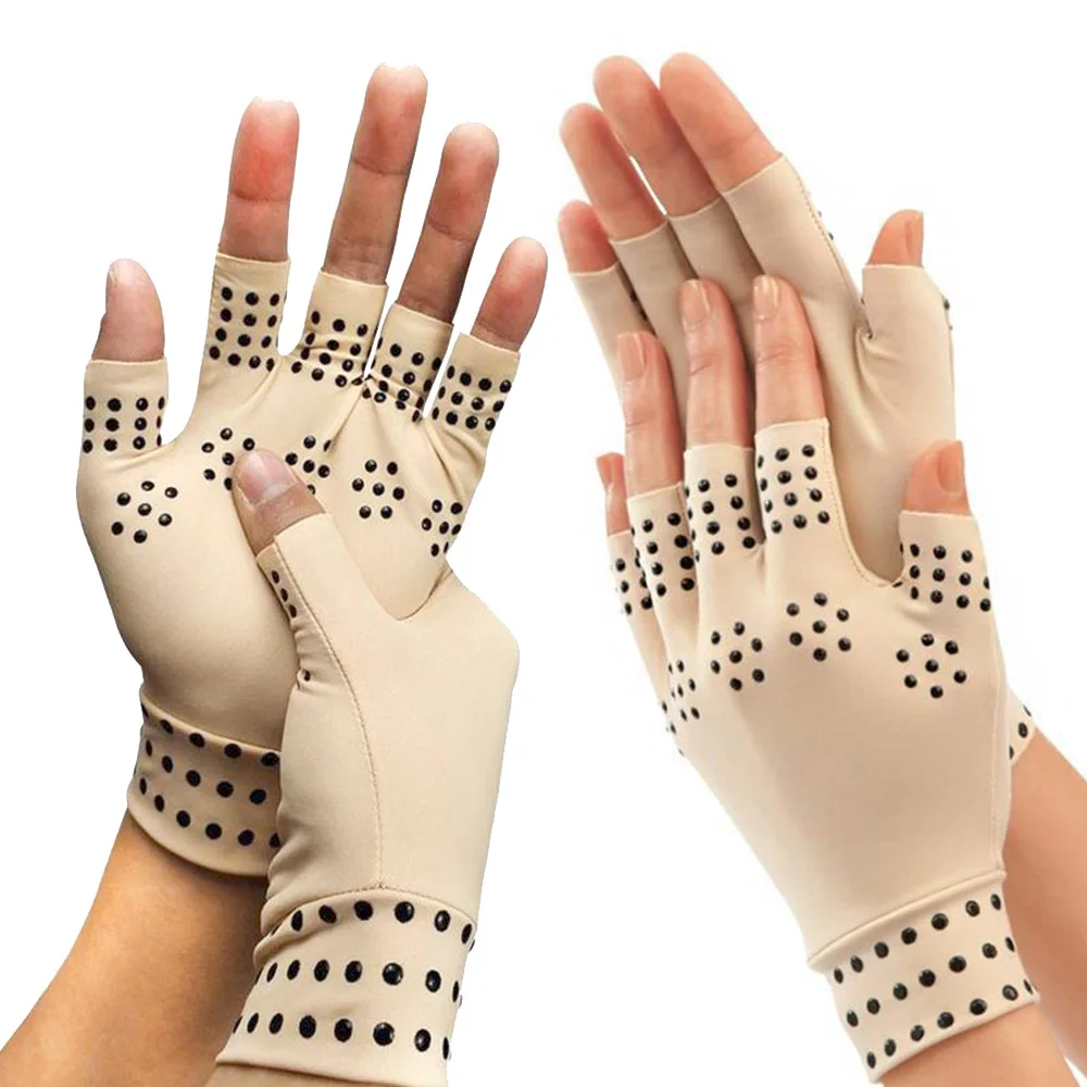 fingerless gloves compression gloves 2PCS magnetic gloves arthritis therapy gloves for arthritis joint pain treat fingerless glove rheumatoid hand pain relief