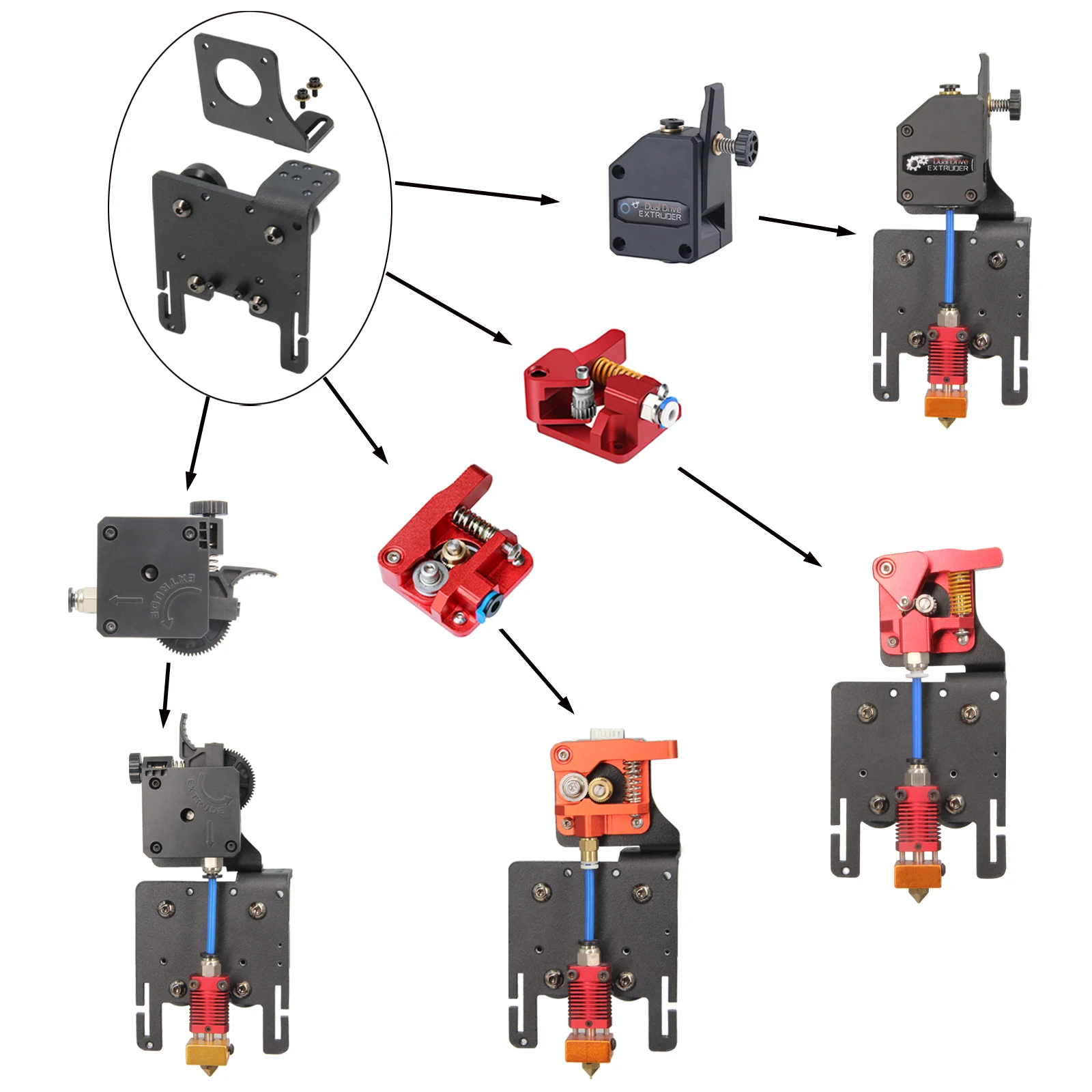 Ender Direct Drive Upgrade Kit Placa de Liga de Alumínio com Pcs Kit Polias Fácil Impressão Tpu Filamento Flexível Apenas para Ender 6 - Imagem 6