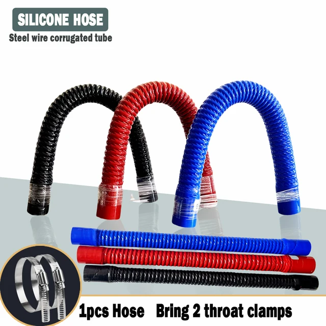 ท่อซิลิโคนท่อลูกฟูกลวดเหล็กสีดํา ท่อไอดีแรงดันสูงและอุณหภูมิสูง การเชื่อมต่อตัวกรองอากาศอินเตอร์คูลเลอร์ 1