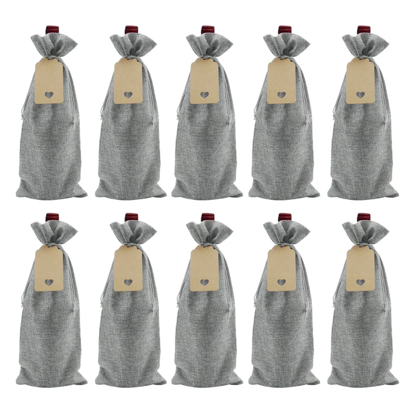 Wine Bottle Cover 10pcs Wine Bottle Bags with Drawstrings Reusable Gift Bags with Tags for Party