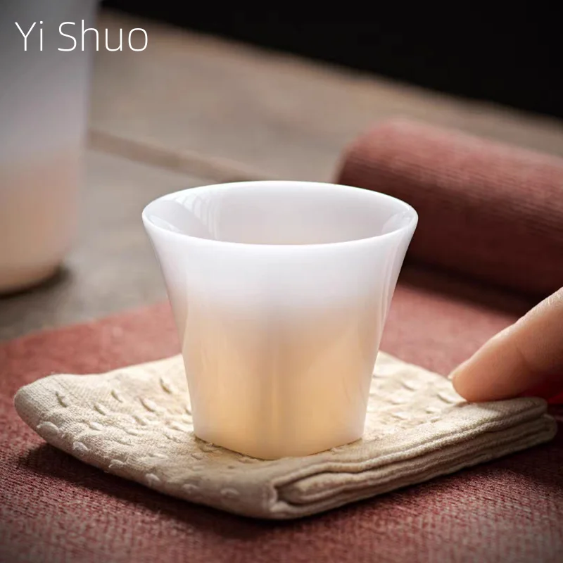 Ice-like Frozen Jade Porcelain Tea Cup White Porcelain Small Teacup Kung Fu Tea Set Ceramic Cup Teacup Bowl