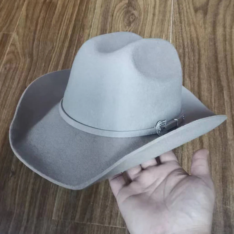 Green Cowboy Hat Men Straw Western Cowboy Hat With Roll Up Brim