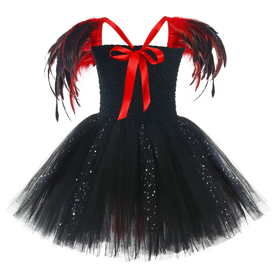 HUTRADE Disfraz De Vampiresa Para Niña – Vestido Rojo Y Negro Con Cuello Alto, Collar Y Pegatinas – Estilo Victoriano Medieval – 4 A 12 Años – Halloween Y Carnaval